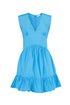 V Neck Flounce Detailed Bodice Mini Dress